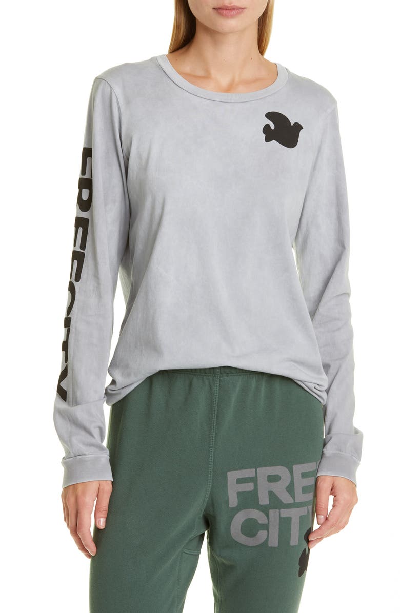 FREECITY Artists Wanted Long Sleeve Cotton Graphic Tee, Main, color, 