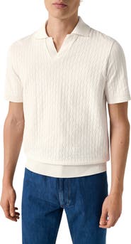 Eton Open Collar Jacquard Polo