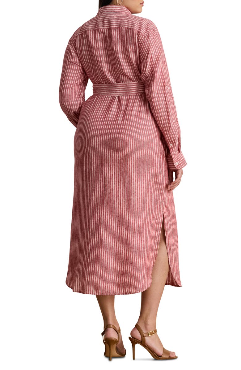 Lauren Ralph Lauren Stripe Long Sleeve Linen Shirtdress, Alternate, color,