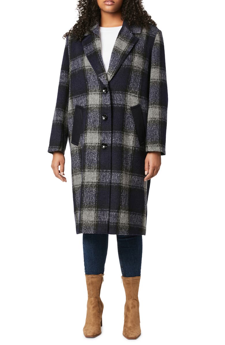 Bernardo Plaid Wool Coat, Main, color, 