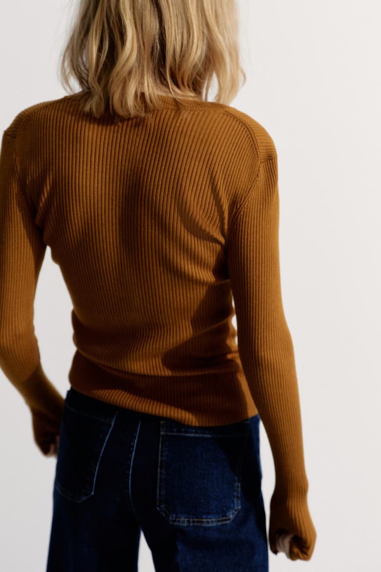 Rib-knit Top, Alternate, color, Light brown
