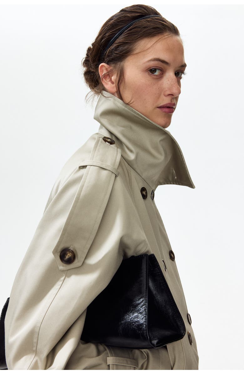H&M Short trench coat, Alternate, color, Light Taupe