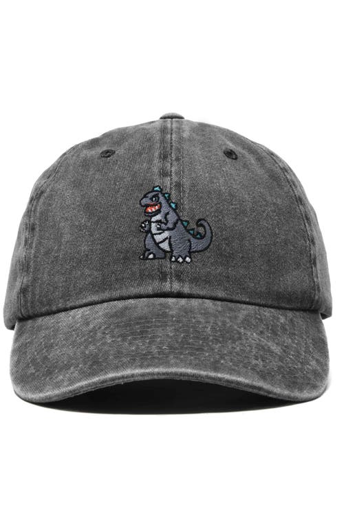 Dalix Giant Lizard Embroidered Dad Hat In Washed Gray