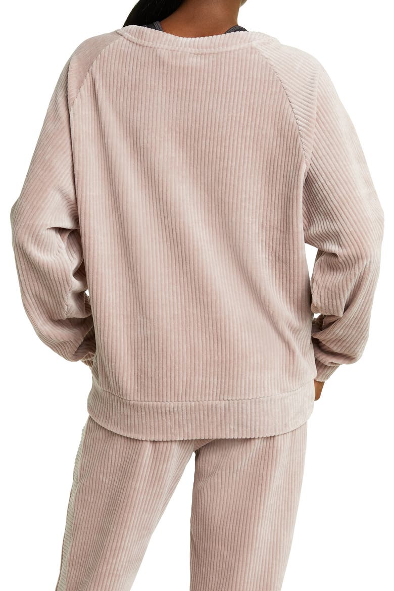 Plush Corduroy Crewneck Sweatshirt, Alternate, color, PINK SPHINX