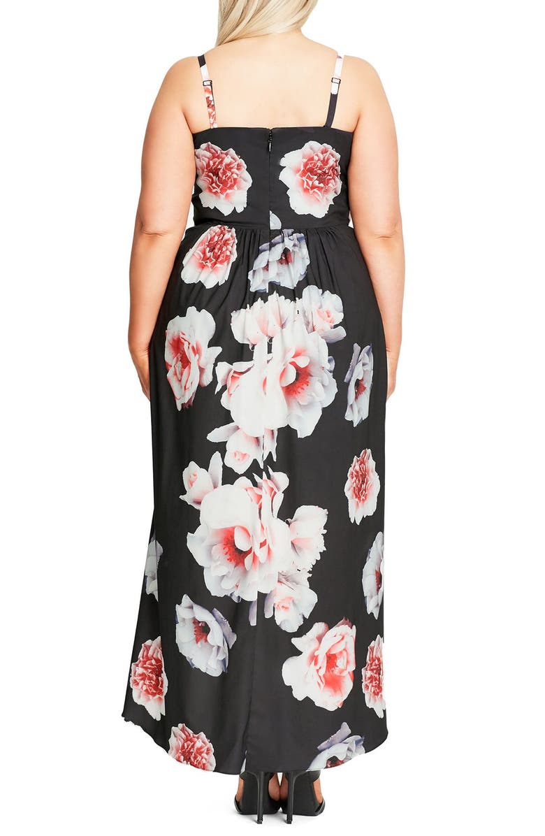 City Chic 'Open Rose' Print Tulip Hem Maxi Dress, Alternate, color, 