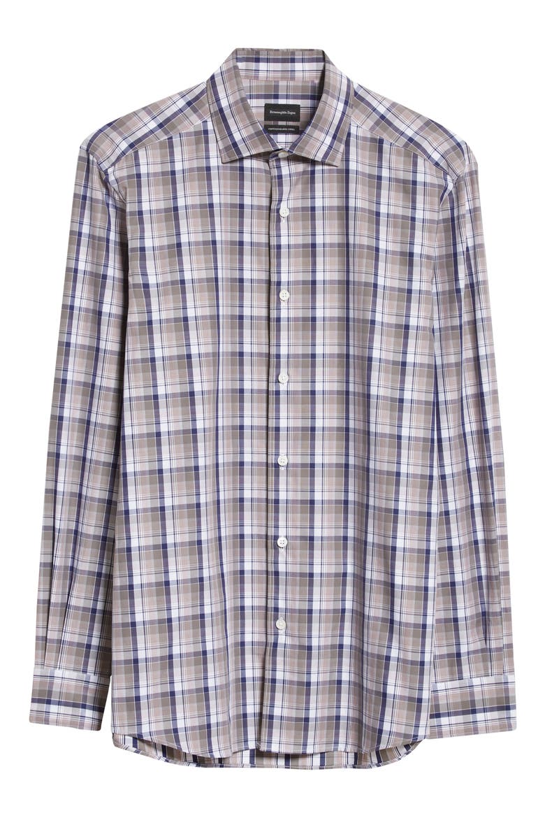 Centoquaranta Twill Button-Up Shirt, Alternate, color, DK BLU CK