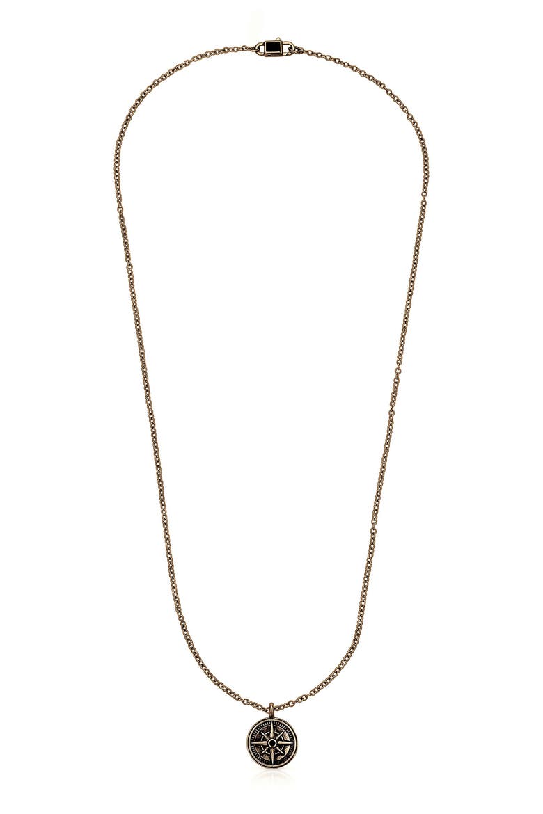Men's All Signs Point North Pendant Necklace, Main, color, BRASS