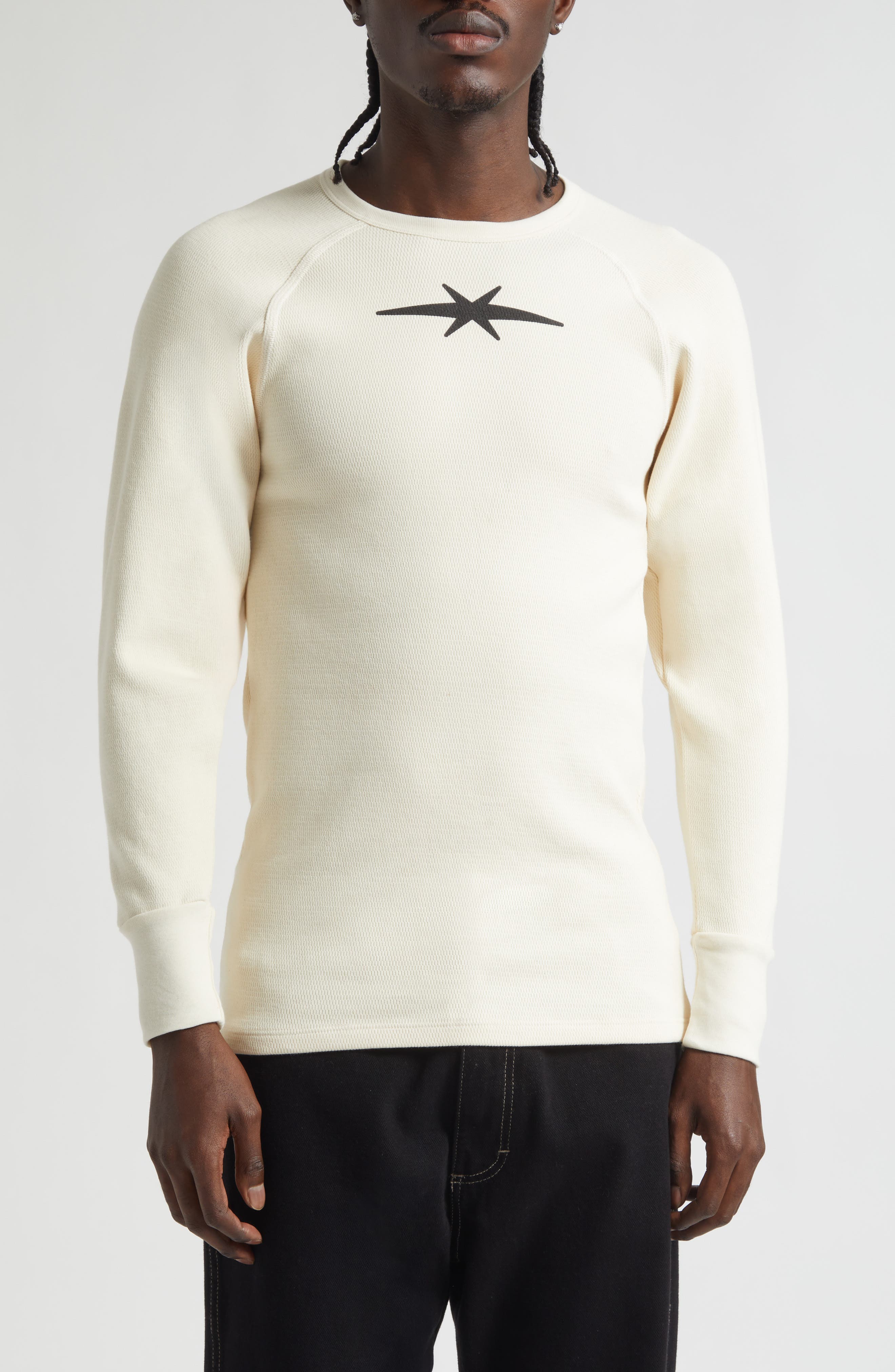 Logo Long Sleeve Waffle Knit T-Shirt