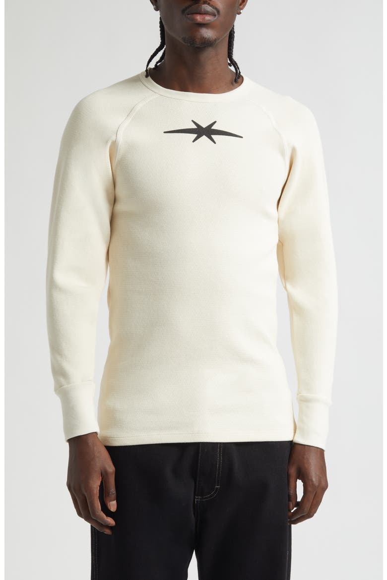 Logo Long Sleeve Waffle Knit T-Shirt, Main, color, IVORY