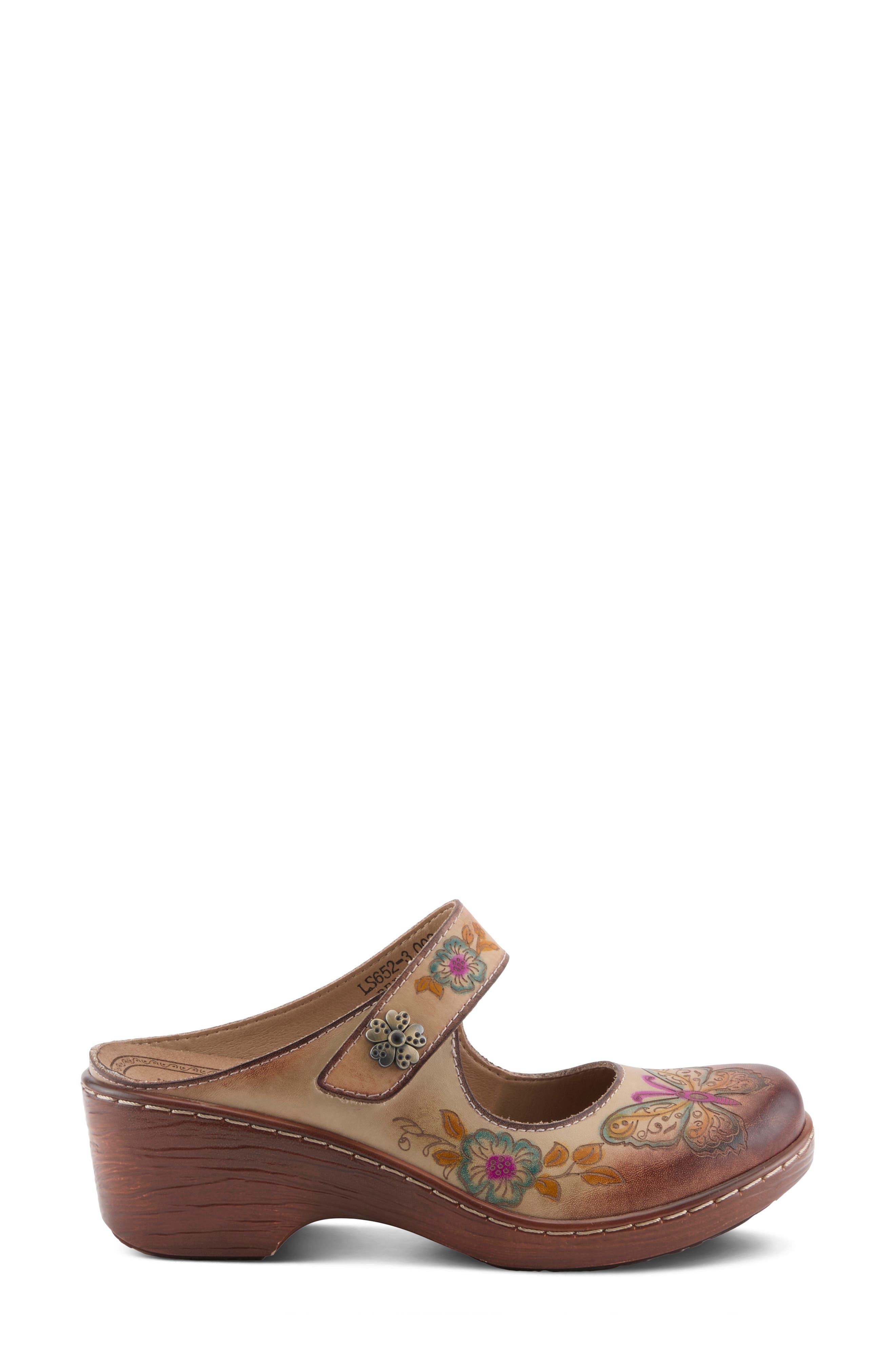 Tinydance Leather Clog, Alternate, color, BEIGE MULTI