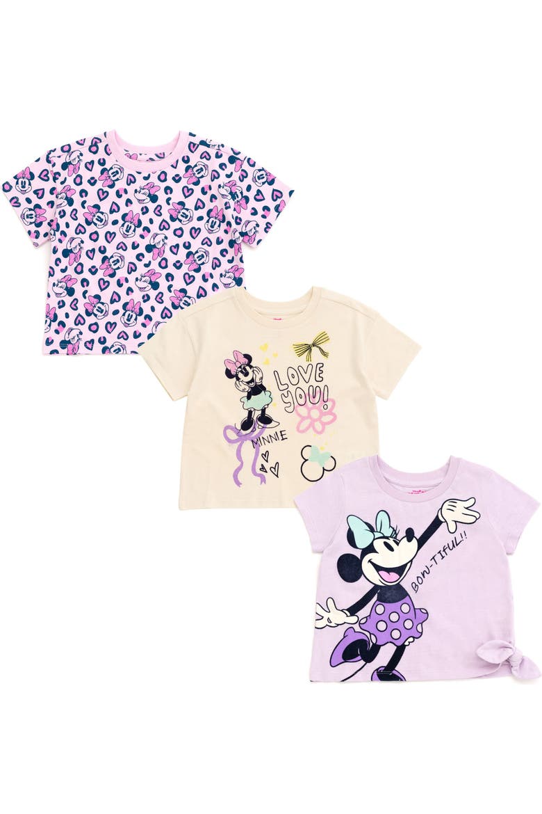Minnie Mouse 3-Pack Short Sleeve T-Shirts, Main, color, Pink Ivory Lavender