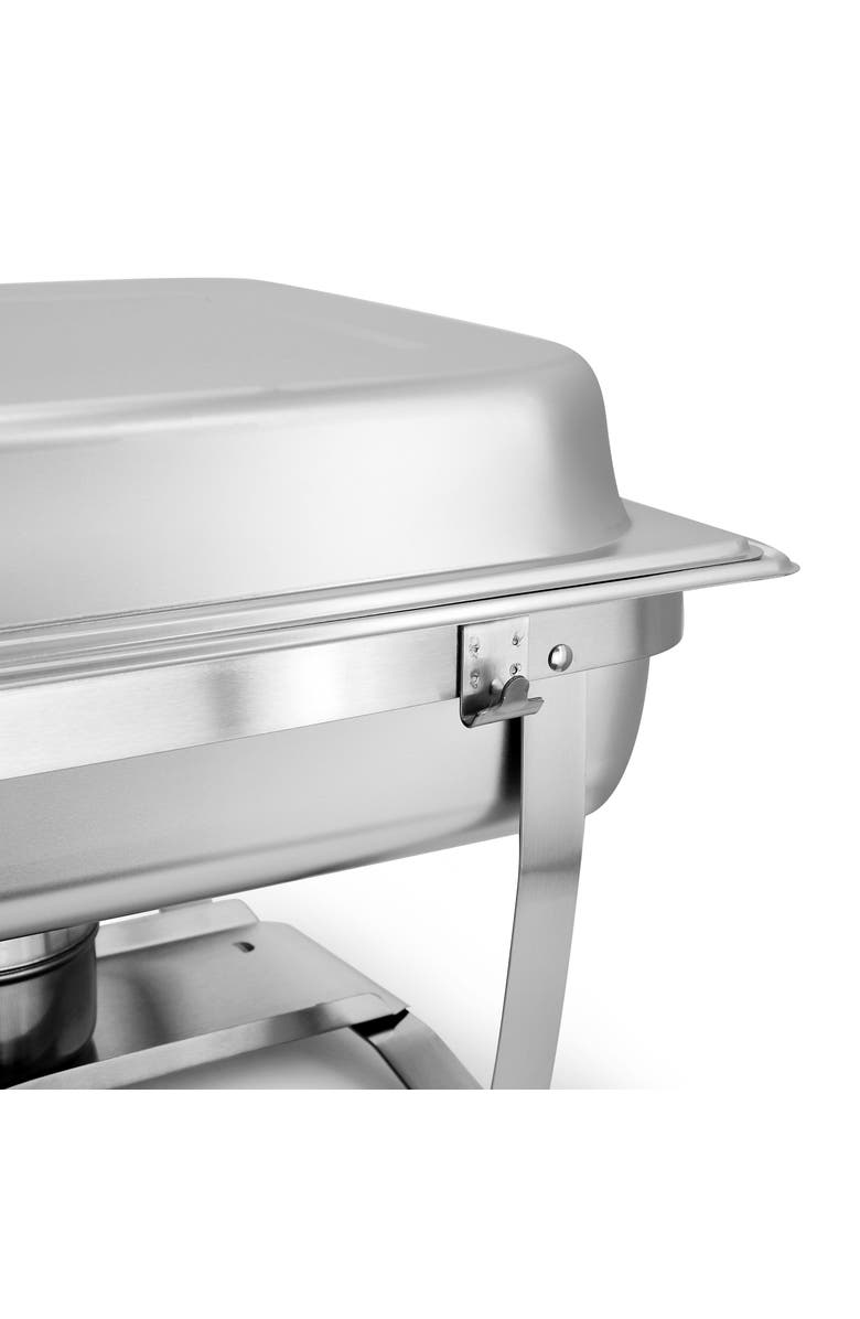 Megachef 9.5 Quart Foldable Stainless Steel Professional Chafing Dish/Food Warmer/Buffet Server Serving Trays, Set of 4, Alternate, color, Silver