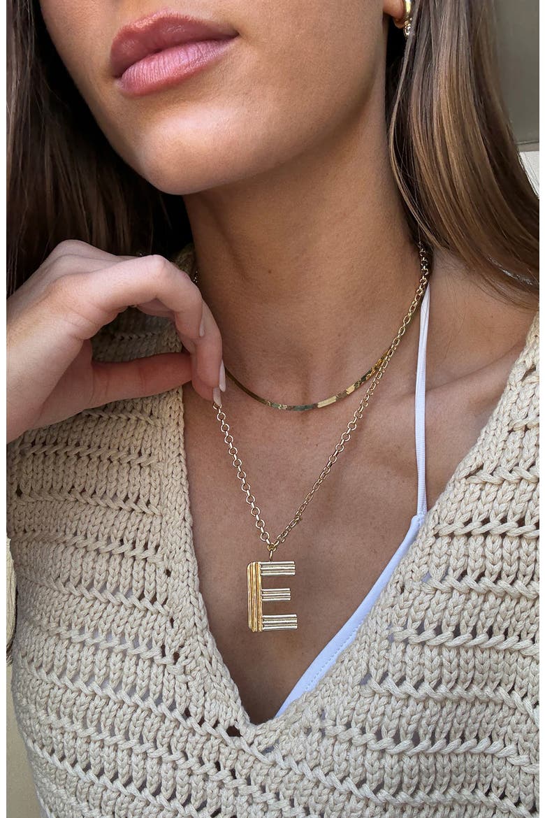 Oversize Etched Letter Initial Pendant Necklace, Alternate, color, GOLD P