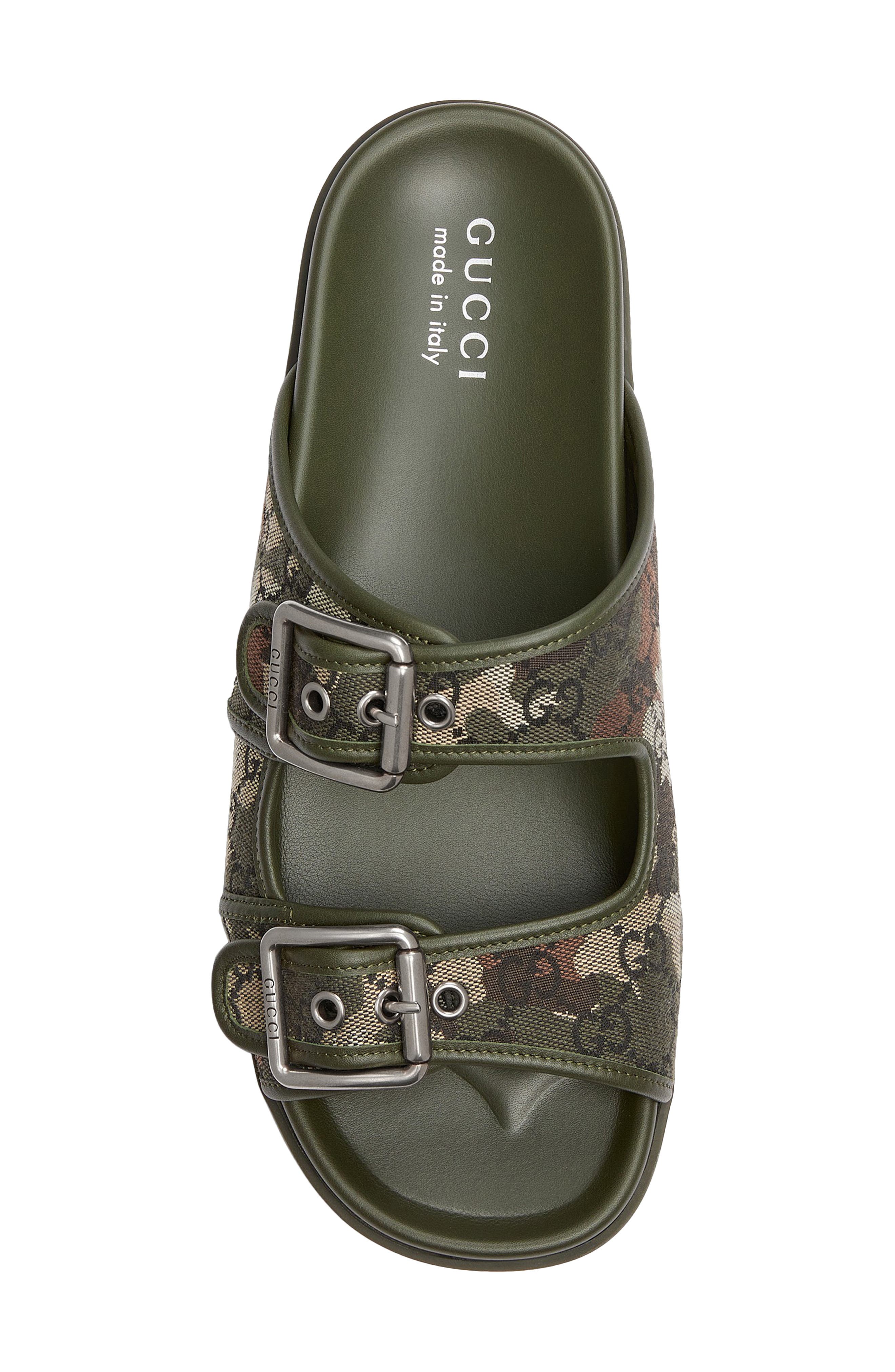 Gucci Rhein Slide Sandal, Alternate, color, Green Mix Color