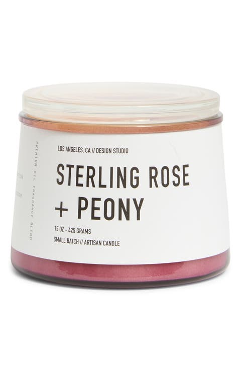 Sterling Rose & Peony Artisan Scented Candle