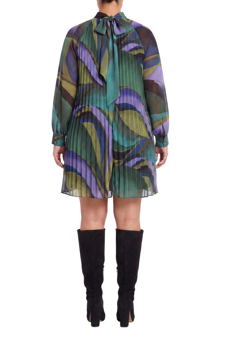 Pleated Tie Back Dress, Alternate, color, LIGHT VERI PERI/ GREEN