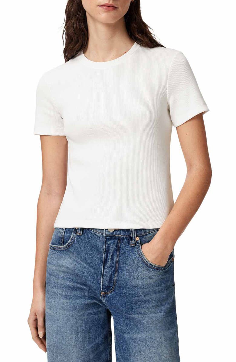 AllSaints Elena Rib Knit Tee, Main, color, Chalk White