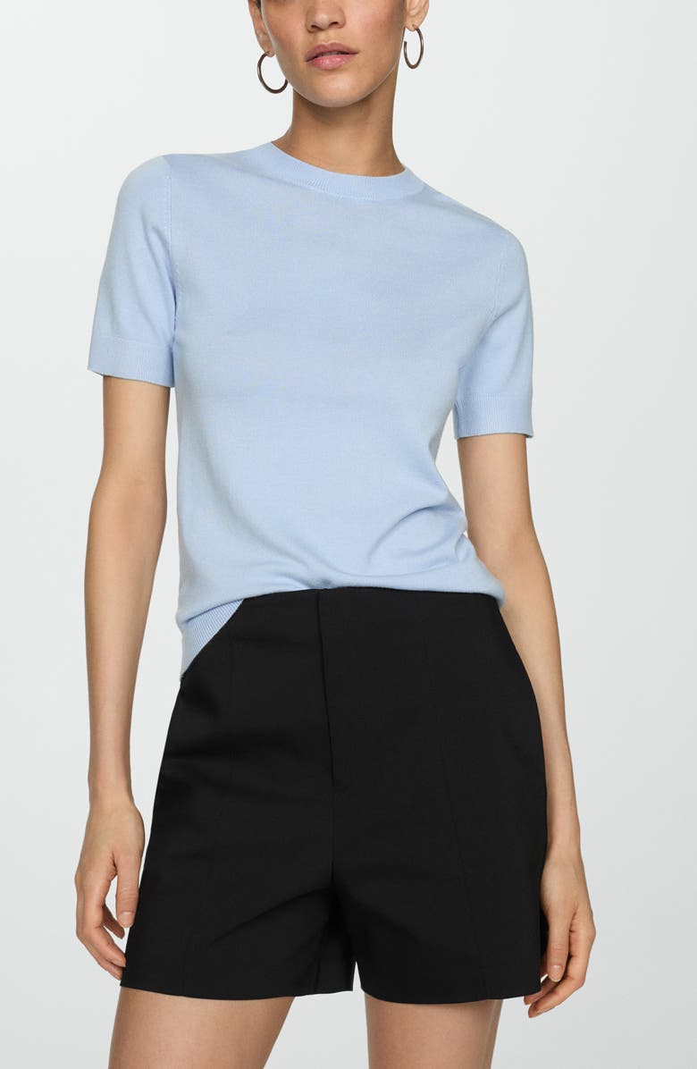 MANGO Seamed High Waist Straight Leg Twill Shorts, Alternate, color, 