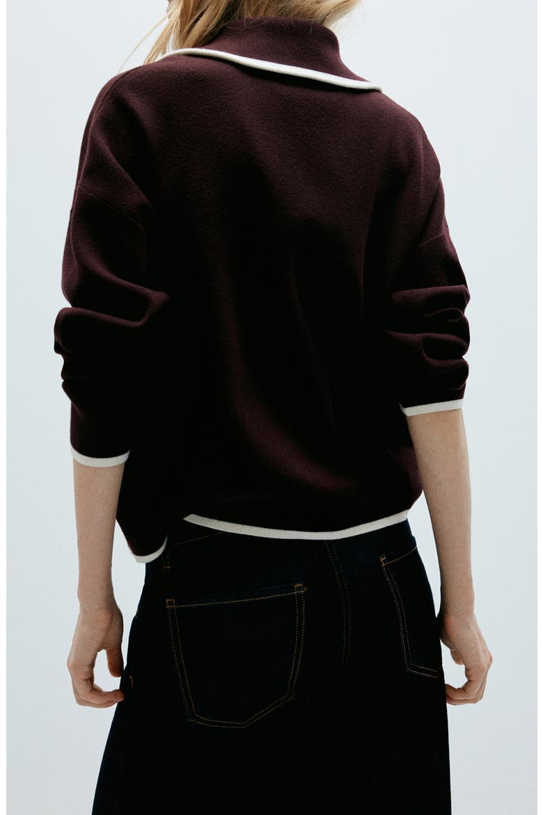 Tipped Quarter Zip Sweater, Alternate, color, CHOCOLATE