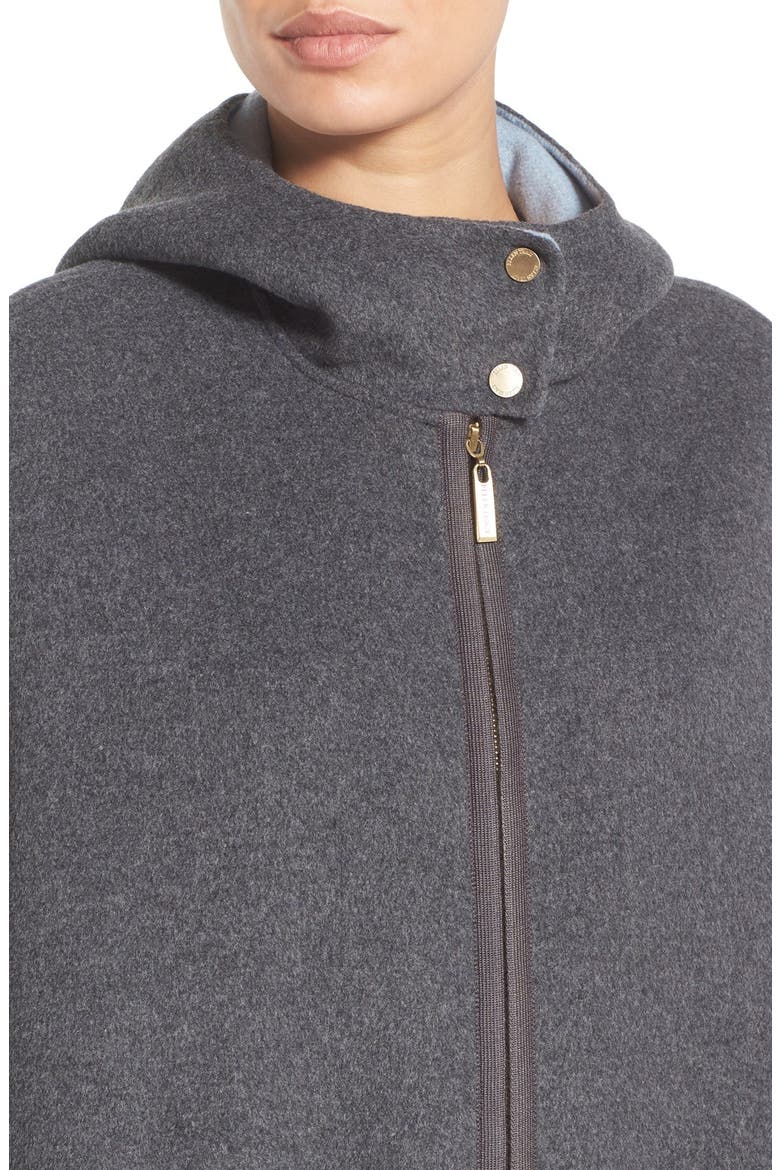 Double Face Cape Coat, Alternate, color, SMOKE
