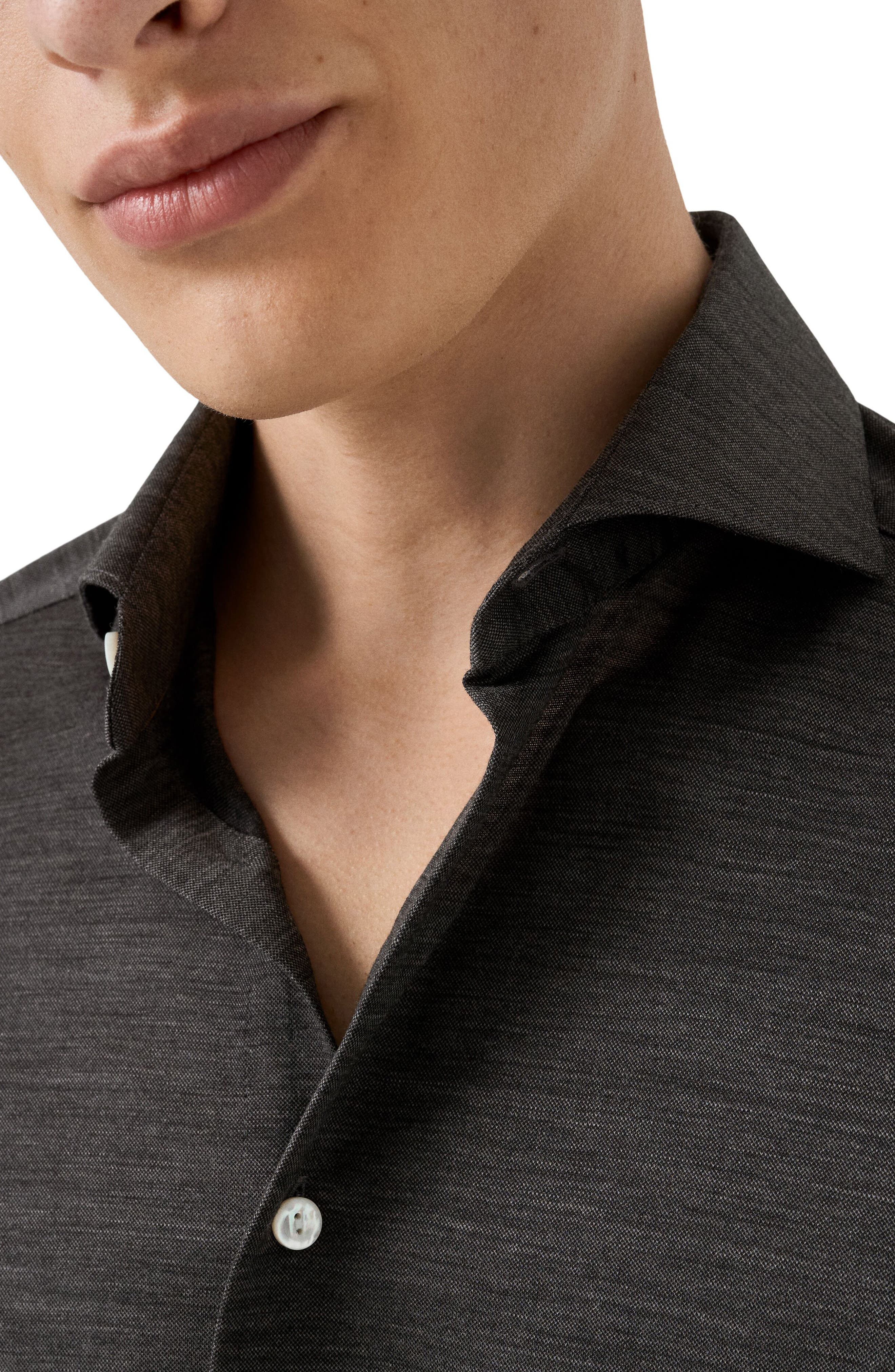 Contemporary Fit Solid Jersey Button-Up Shirt - image 2