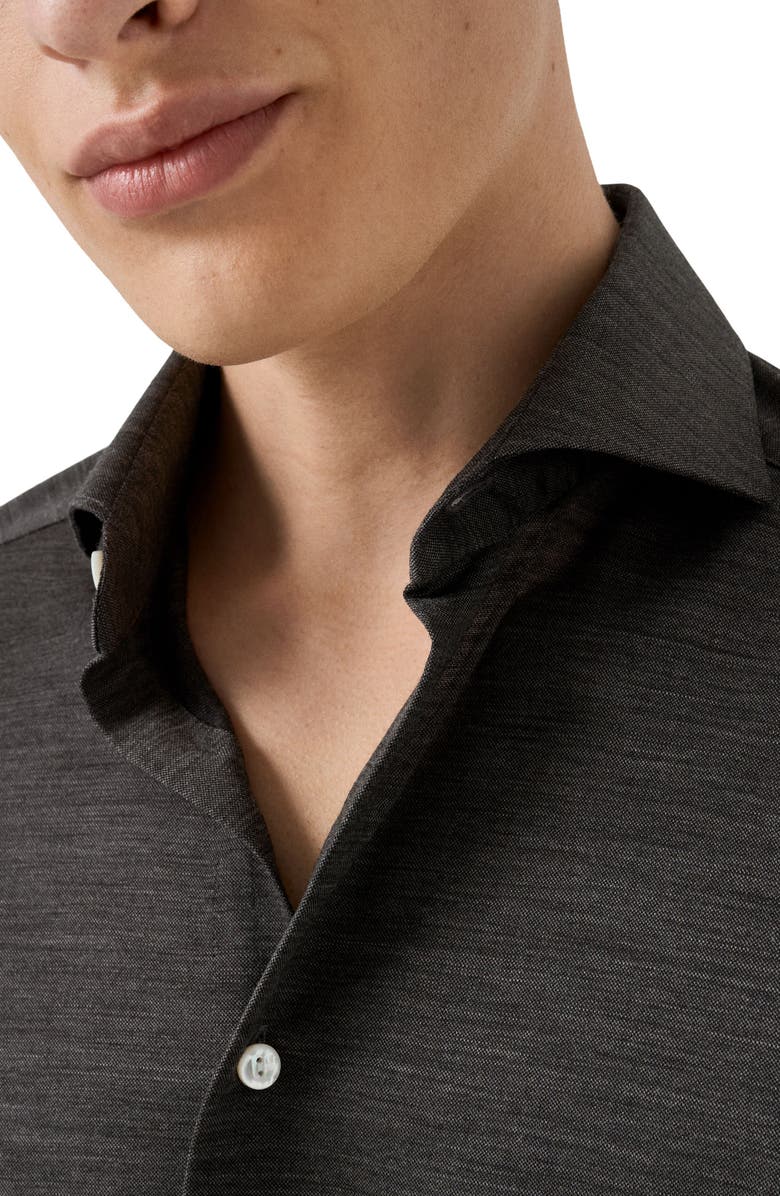 Eton Slim Fit Merino Wool Dress Shirt, Alternate, color, Dark Grey