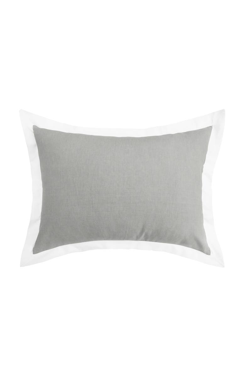 ELISABETH YORK Digby Pewter 100% Cotton Standard Sham 20" x 26", Main, color, Grey
