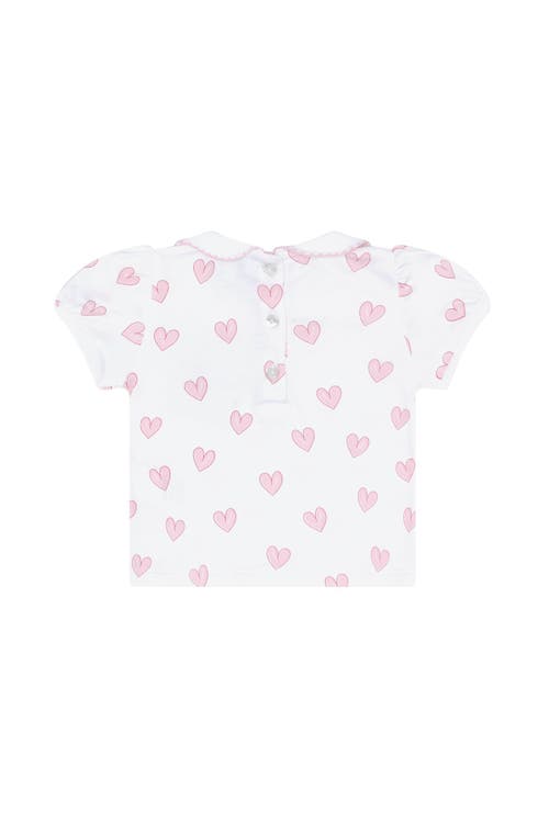Nellapima Pink Heart Print Diaper Cover Set In White