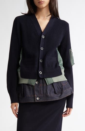 Sacai Mixed Media Cardigan | Nordstrom Sacai Mixed Media Cardigan | Nordstrom
