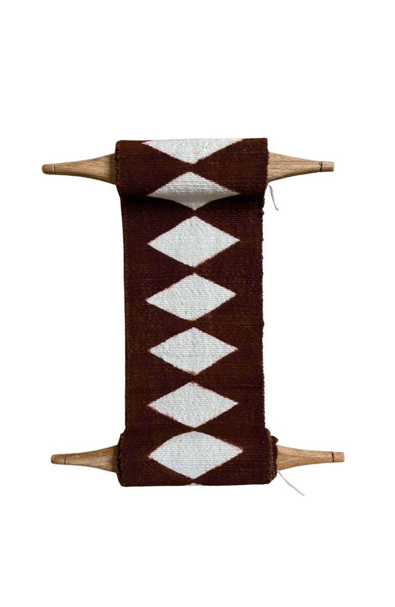 kanju Interiors Balance Bogolan Wall  in Brown with White Diamonds, Main, color, Brown - Medium