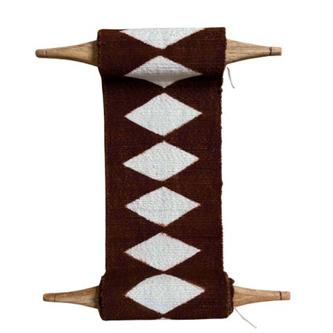 Balance Bogolan Wall  in Brown with White Diamonds