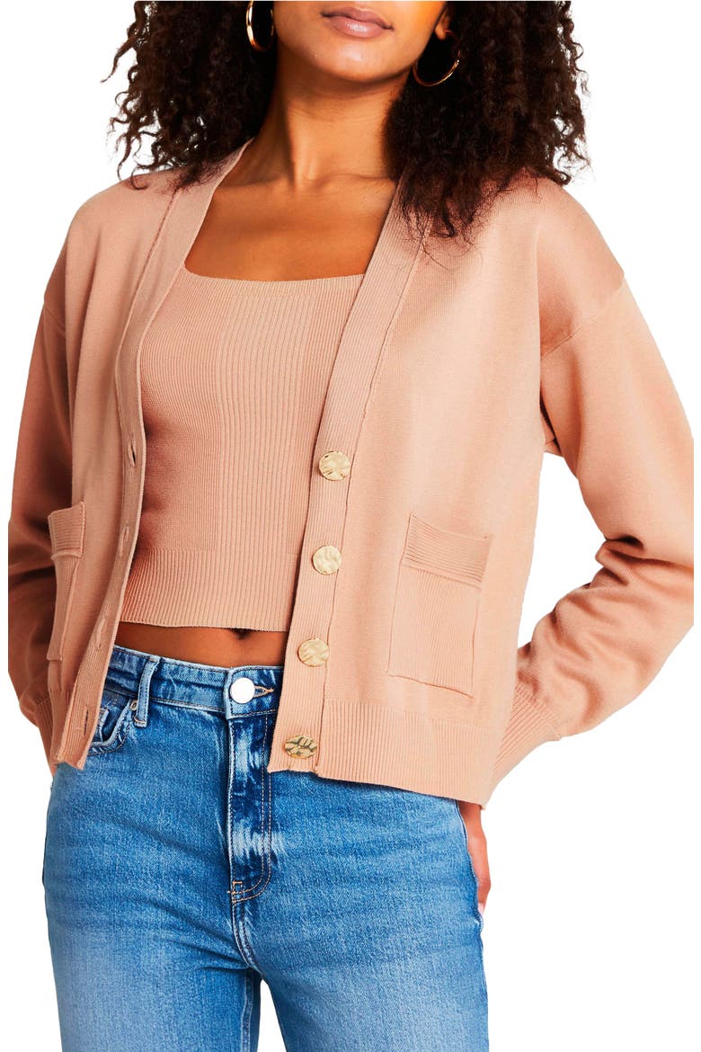 Camisole & Cardigan Set, Main, color, BROWN