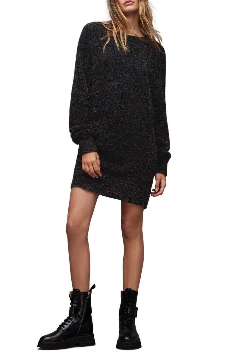 AllSaints Dazzle Long Sleeve Sweater Dress, Main, color, 