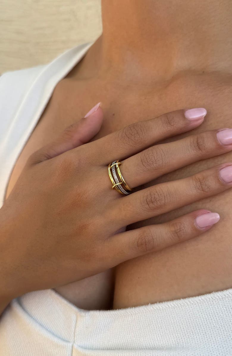 Adornia Interlocking Stacked Cubic Zirconia Rings, Alternate, color, Multi