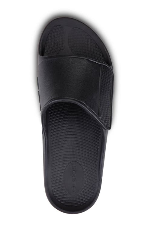 Oofos Gender Inclusive Ooahh Sport Flex Slide Sandal In Black/matte Black