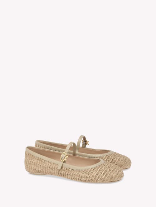 Shop Gianvito Rossi Carla Ballerina In Beige Textile