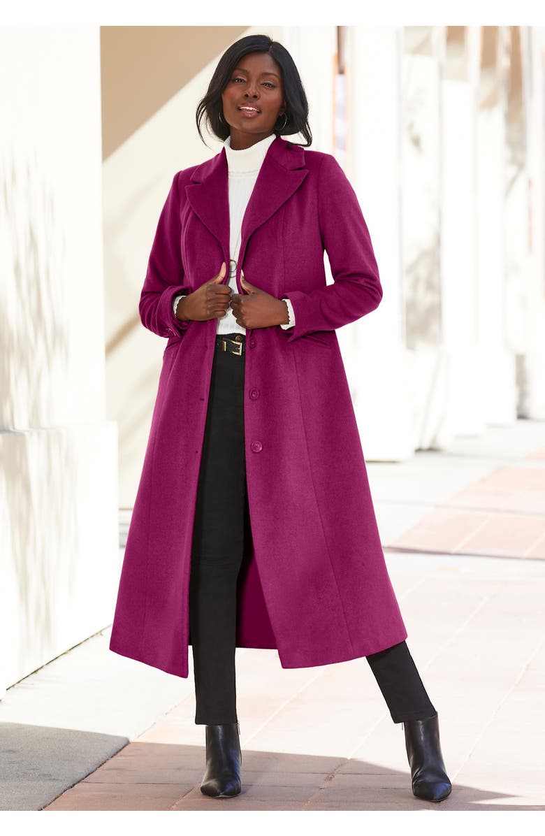 Jessica London Full Length Wool Blend Coat, Alternate, color, Black