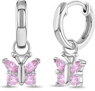 In Season Jewelry Cubic Zirconia Butterfly Dangle Hoop Earrings