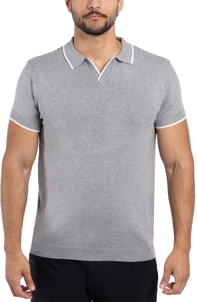 XRAY V-Neck Polo Sweater, Main, color, Heather Grey