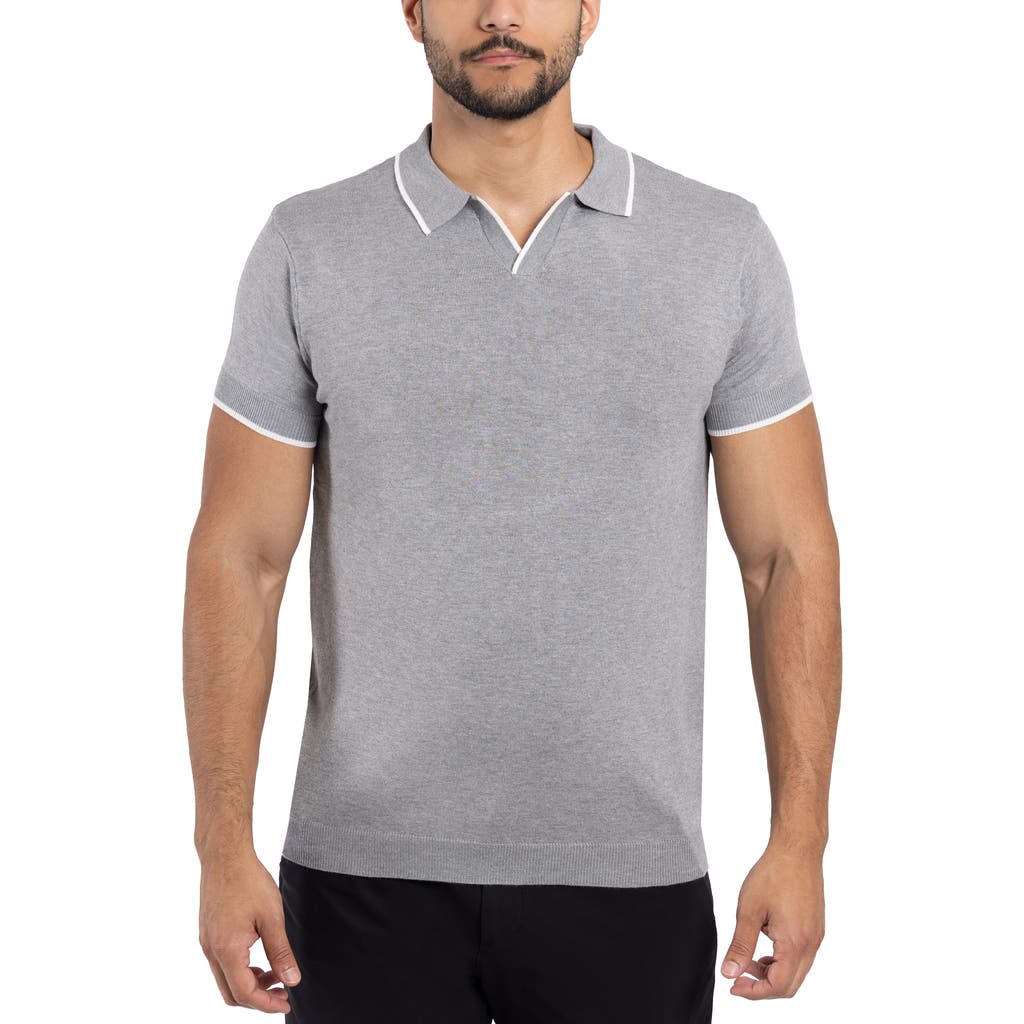 X-ray Xray V-neck Polo Sweater In Heather Grey