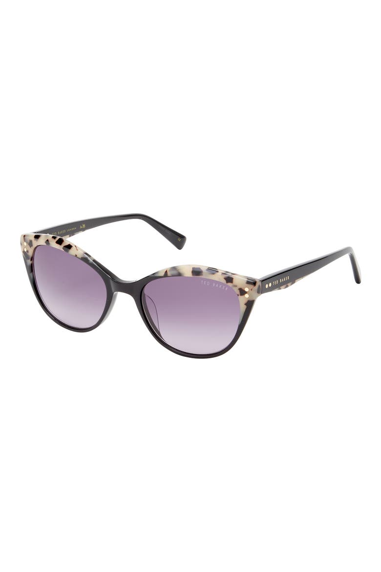 54mm Polarized Cat Eye Sunglasses, Alternate, color, BLACK