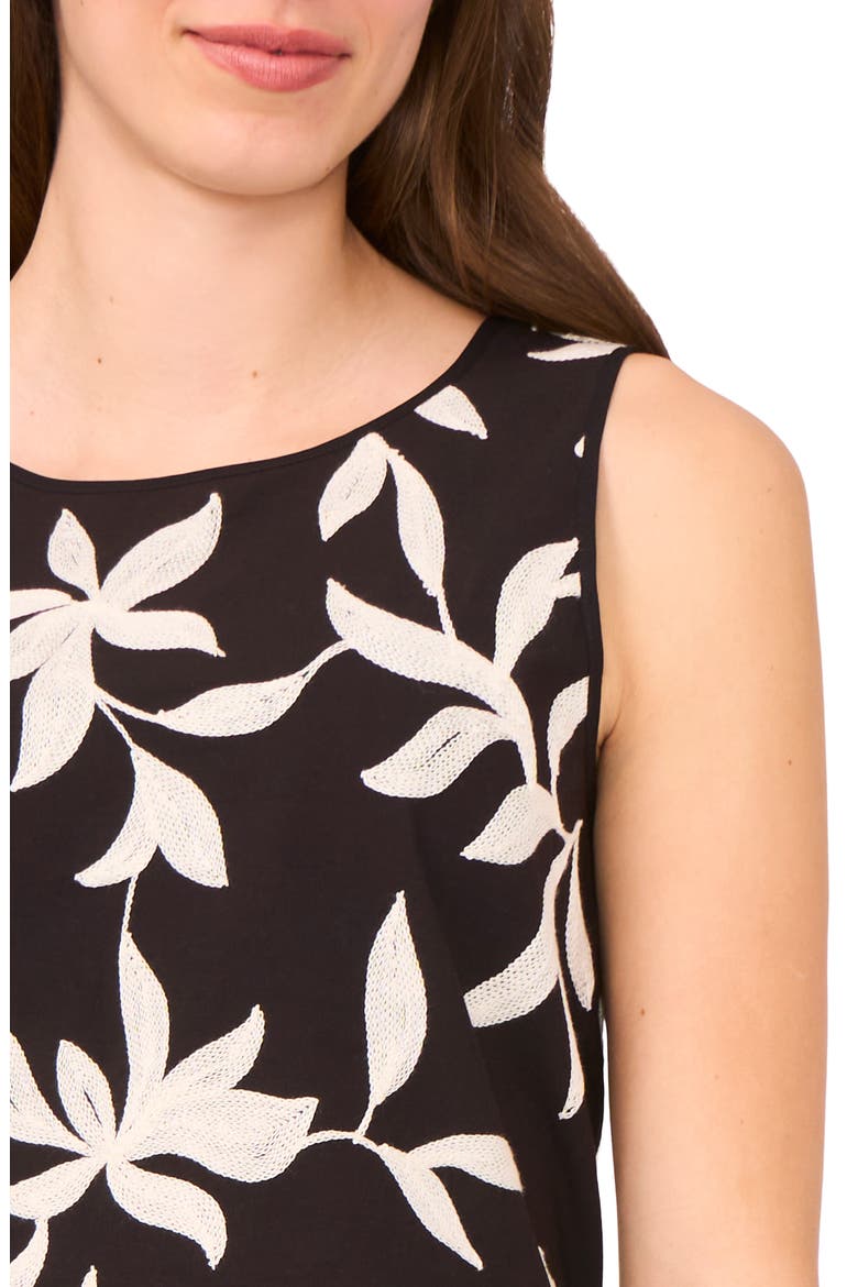 Botanical Embellished Sleeveless Shell, Alternate, color, RICH BLACK 060