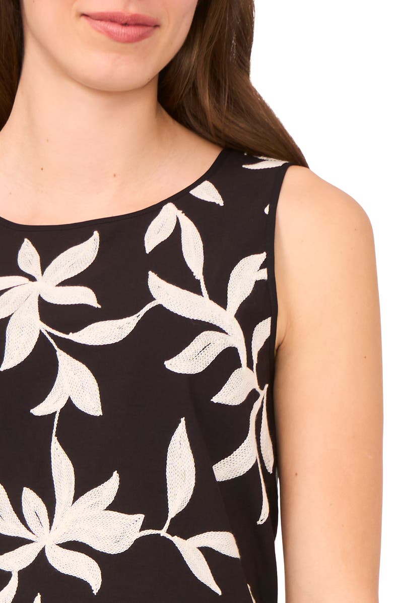 Halogen<sup>®</sup> Botanical Embellished Sleeveless Shell, Alternate, color, Rich Black