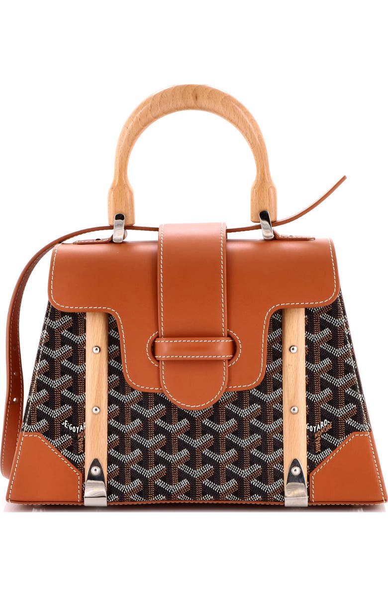 Pre-Owned Goyard Saigon Top Handle Bag Coated Canvas with Leather PM, Main, color, Brown