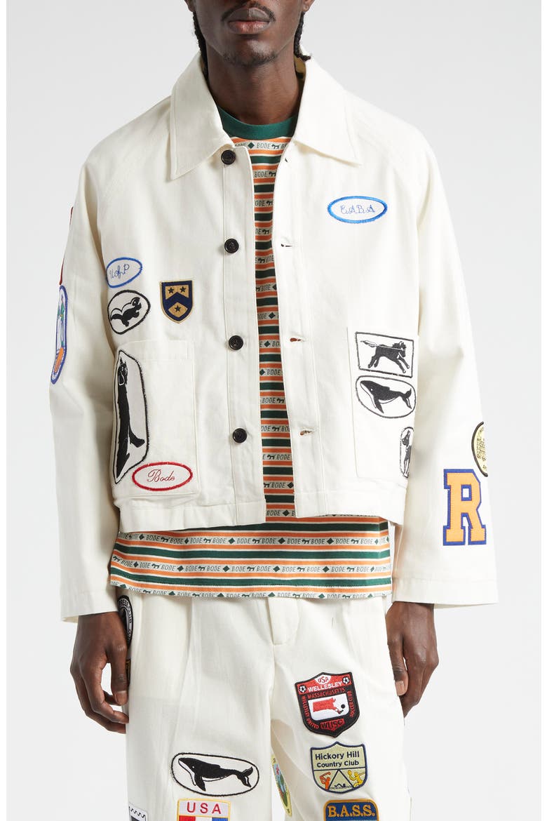 Cambridge Patch Canvas Jacket, Main, color, WHITE MULTI