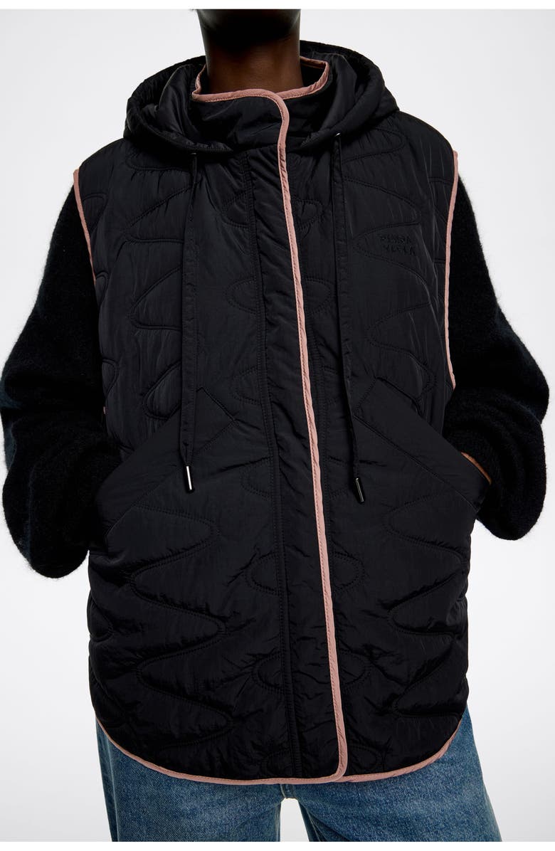 Bimba y Lola Padded Vest Hood, Alternate, color, Black