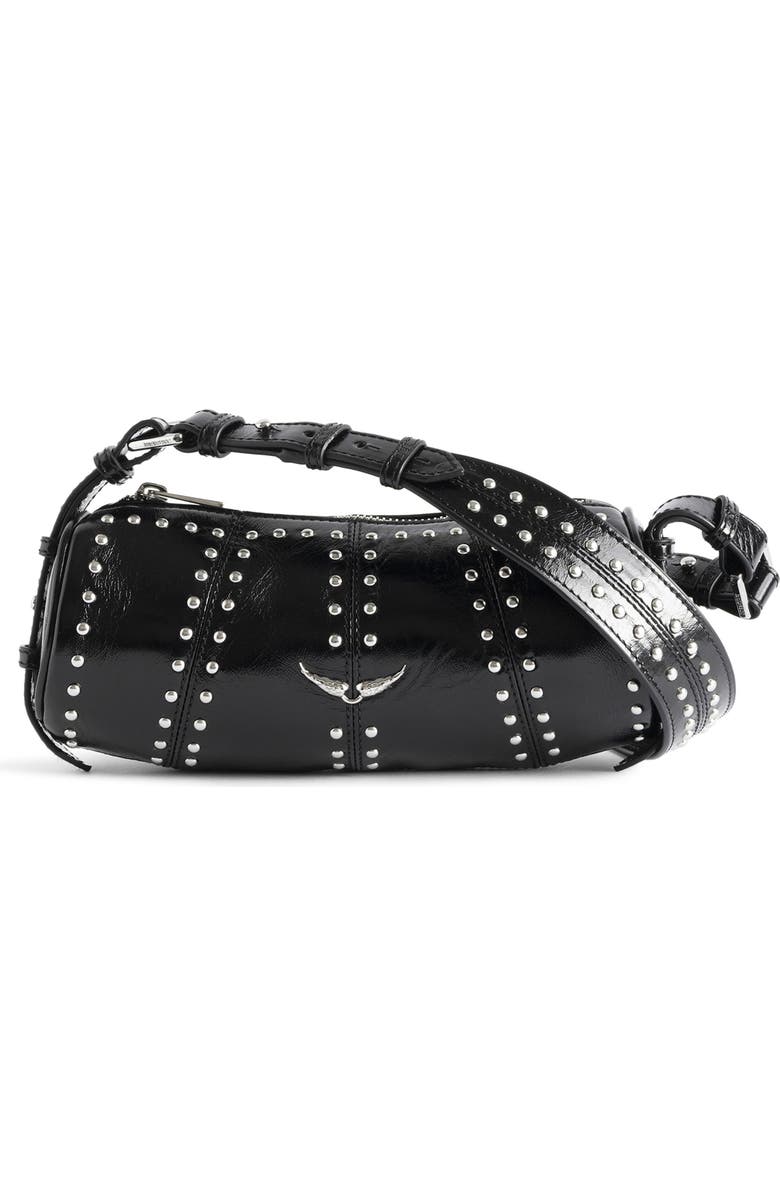 Zadig & Voltaire Le Roudoudou Studded Shoulder Bag, Alternate, color, Black