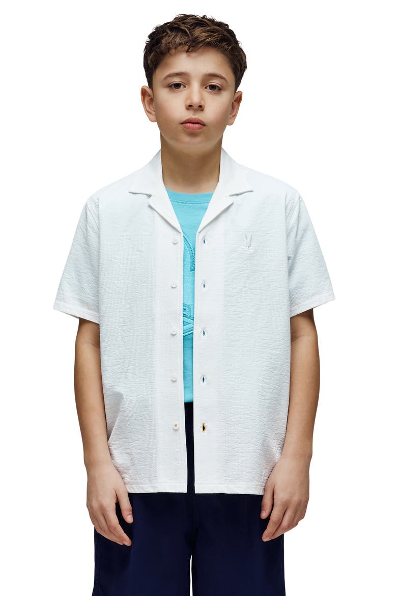 Kids' Jayme Rib Knit Camp Shirt, Alternate, color, 100 WHITE