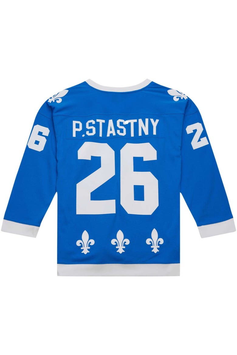 Men's Mitchell & Ness Peter Stastny Blue Quebec Nordiques  Vintage Hockey 1980/81 Blue Line Player Jersey, Alternate, color, Blue