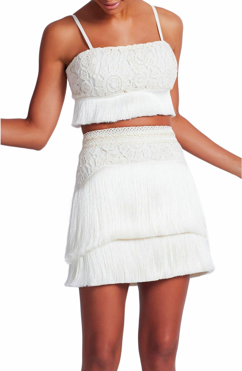 PatBO Crochet Fringe Mini Skirt, Alternate, color, 